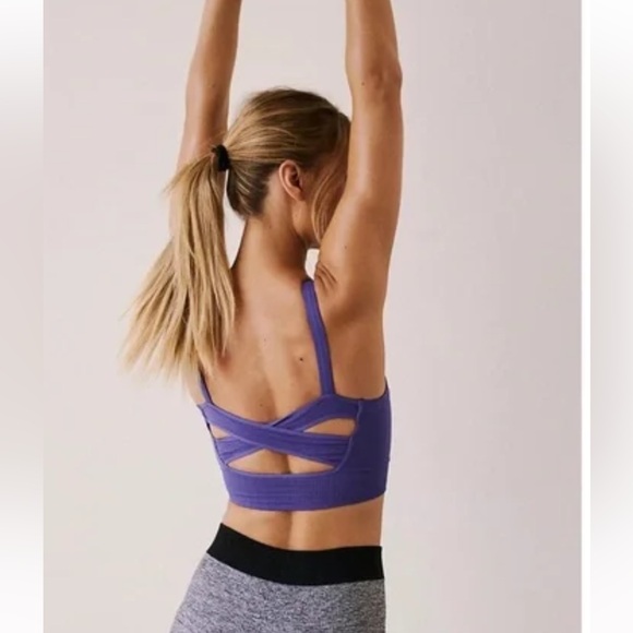 Free People Good Karma Scoop Neck Bra M/L Regal Blue - Picture 2 of 5